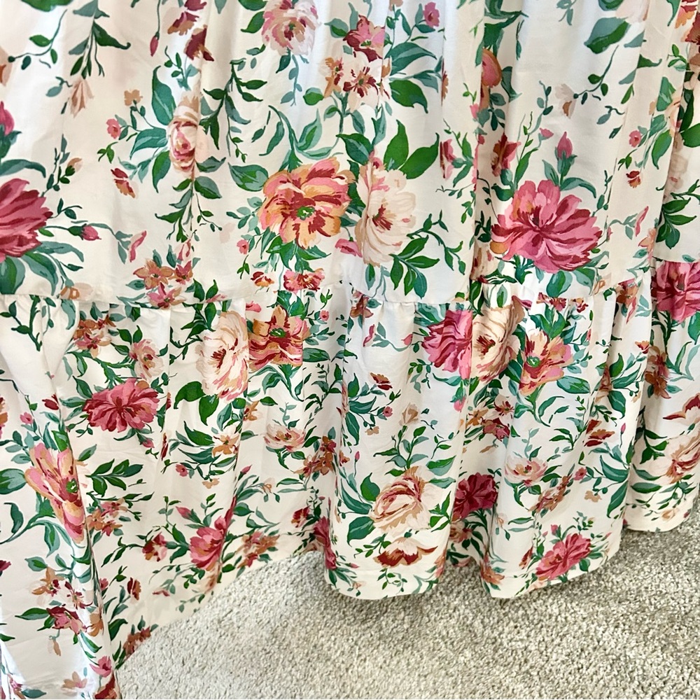 Anthropologie Somerset Puff Sleeve Dress Size XS Pink Rose Floral Maxi Tiered - Picture 3 of 7